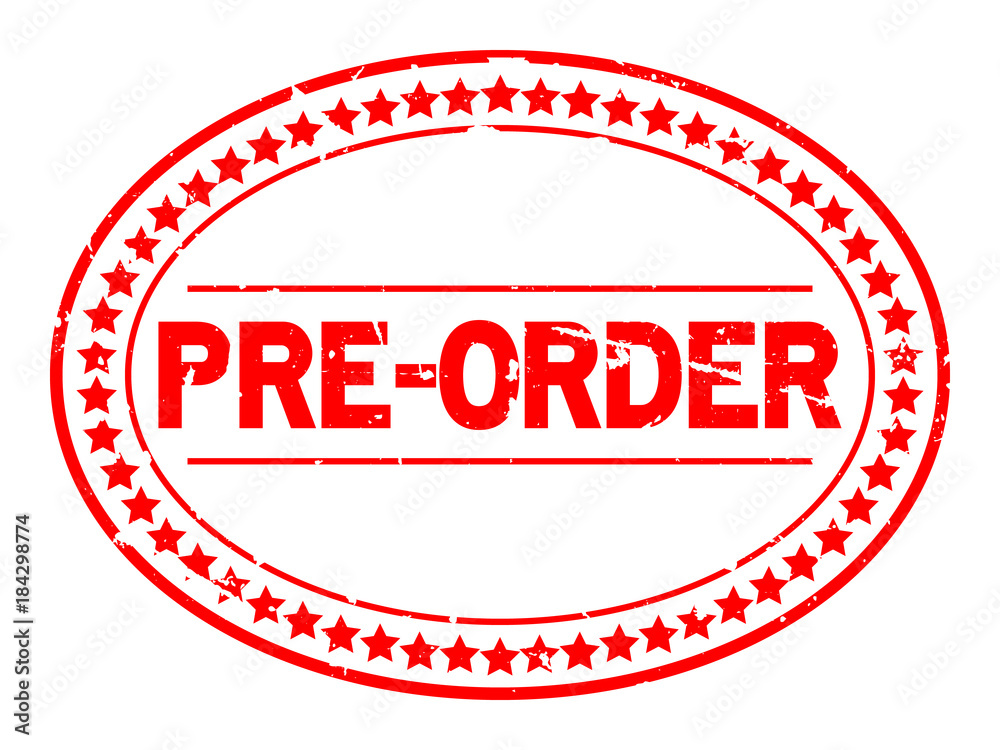Grunge red pre order oval rubber seal stamp on white background Grunge red pre order oval rubber seal stamp on white background