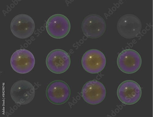 set of transparency  bubble on black 
