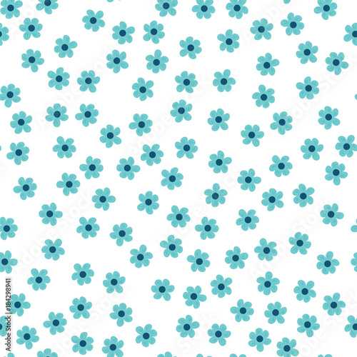 seamless pattern of colored flowers on a white background.