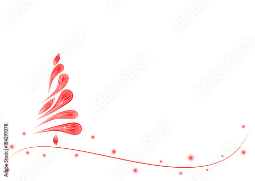red elegant Christmas tree isolated on white background, horizontal vector illustration © Tanya Rusanova