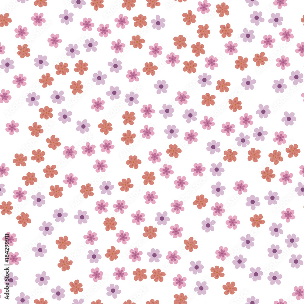 seamless pattern of colored flowers on a white background. seamless pattern of colored flowers on a white background.