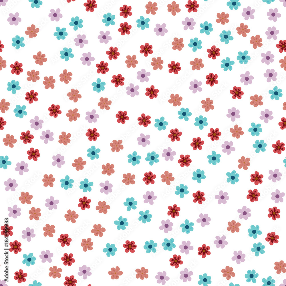 seamless pattern of colored flowers on a white background. seamless pattern of colored flowers on a white background.