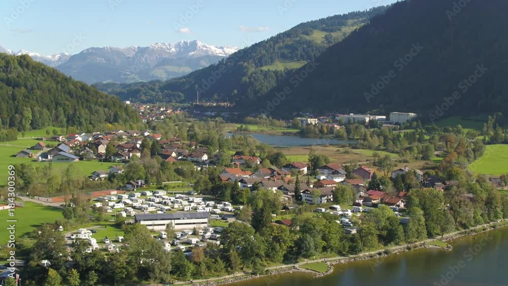 Aerial Drone moving slowly sideways over nice Landscape in Alpsee Germany 4k Aerial Drone moving slowly sideways over nice Landscape in Alpsee Germany 4k