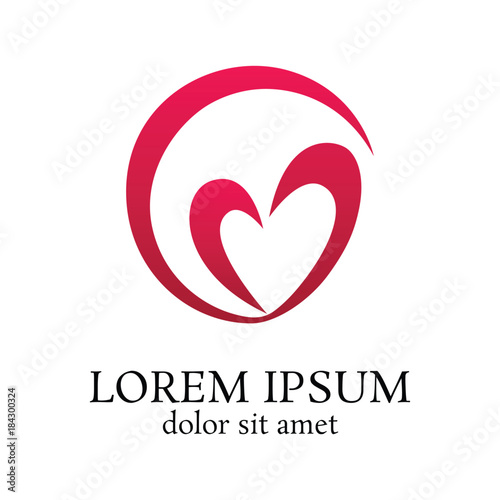 love circle vector logo design template, minimal heart icon, valentine abstract sign, vector illustration