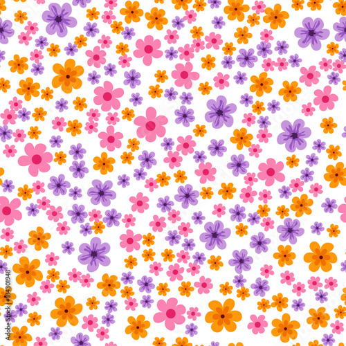 abstract seamless pattern of flowers on a white background. For prints, cards, invitations, birthday, holidays, party, celebration, wedding, Valentine's day.