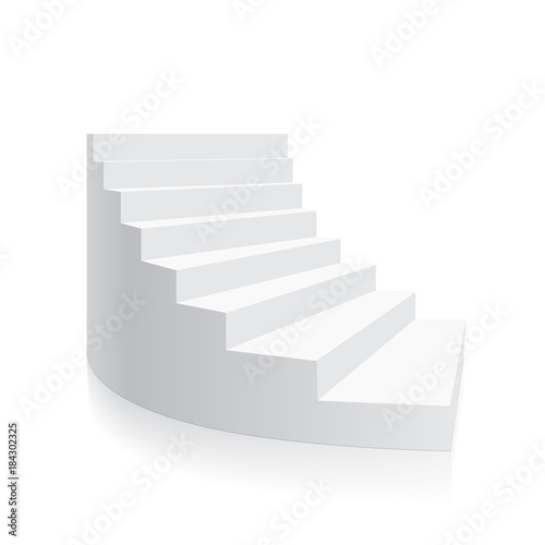 White 3d stair Isolated spiral isometric Vector