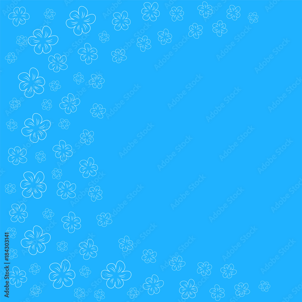 floral frame on a blue background prints, greeting cards, invitations for holiday, birthday, wedding, Valentine's day, party floral frame on a blue background prints, greeting cards, invitations for holiday, birthday, wedding, Valentine's day, party