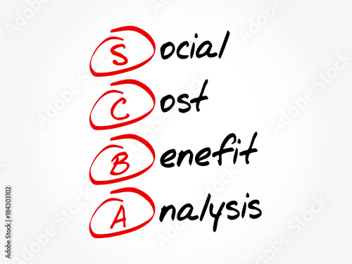 SCBA - Social Cost Benefit Analysis acronym, business concept background