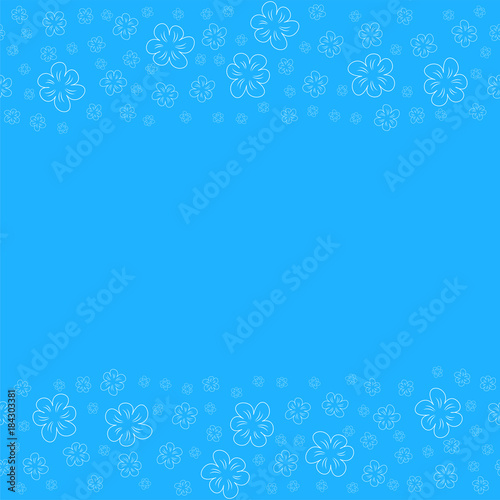 floral frame on a blue background prints, greeting cards, invitations for holiday, birthday, wedding, Valentine's day, party