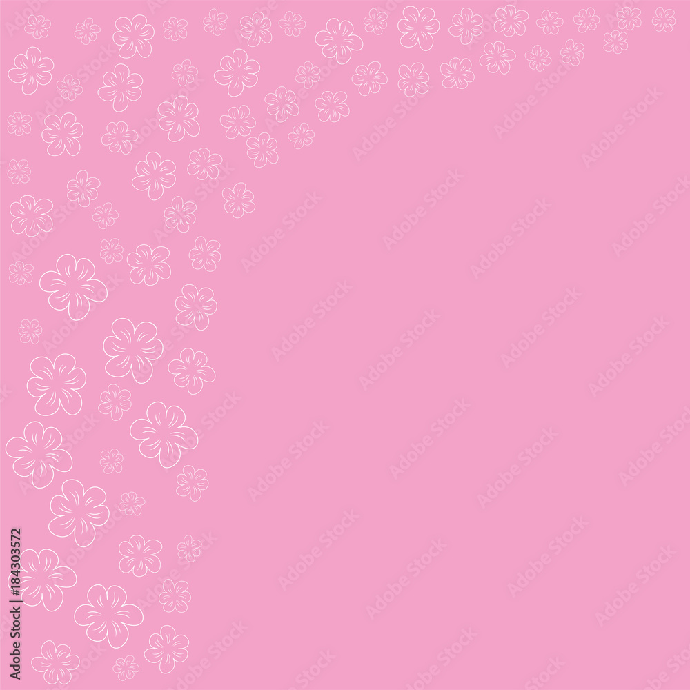 floral frame on a pink background prints, greeting cards, invitations for holiday, birthday, wedding, Valentine's day, party