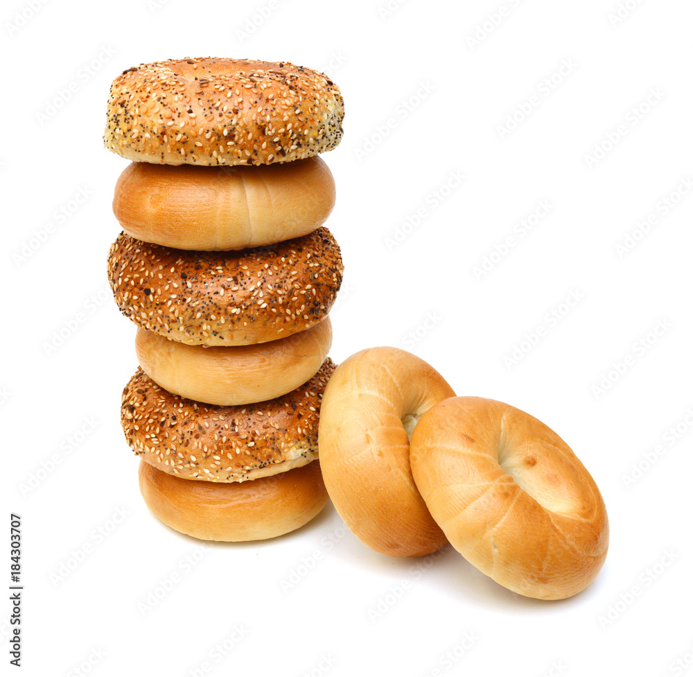 Everything Bagels Isolated on White background Everything Bagels Isolated on White background