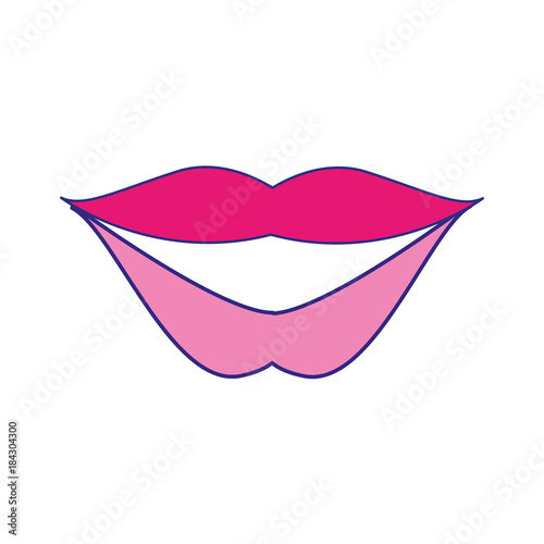 line color fashion mouth with lipstick makeup in the lips