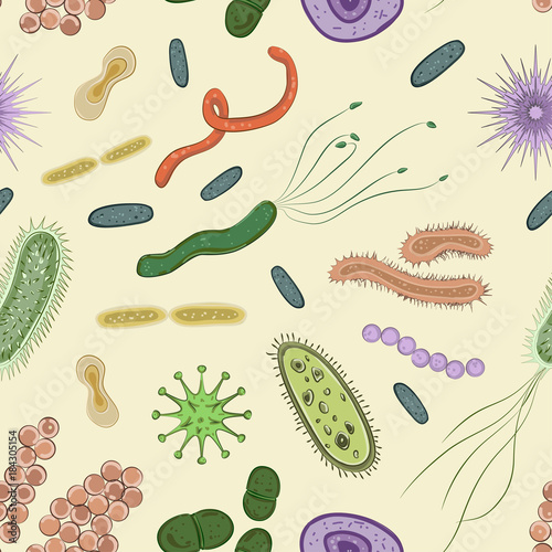Bacteria, virus, germs icon pattern