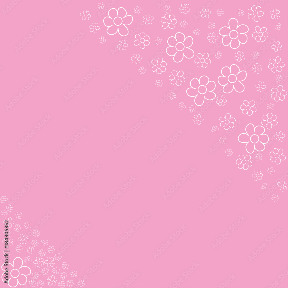 abstract floral frame on a pink background. For prints, greeting cards, invitations, wedding, birthday, party, Valentine's day.