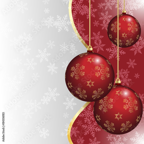 Editable Christmas background with ornaments in red white and gold tones for congratulations
