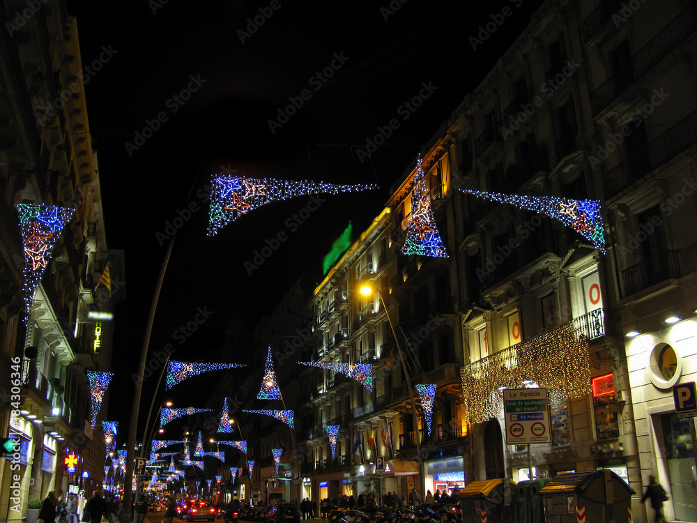 Christmas lights in Barcelona street