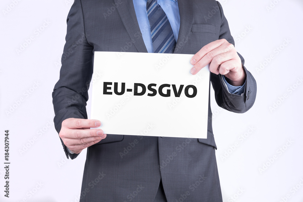 Obraz premium Manager mit einem schild EU-DSGVO