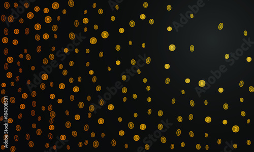 Bitcoins security business background. Bitcoin crypto mining visualization. Business wallet background, security currency exchange, vector model. Crypto virtual payment finance. Gold money trading