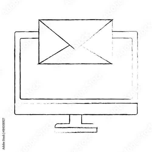 monitor computer with envelope photo