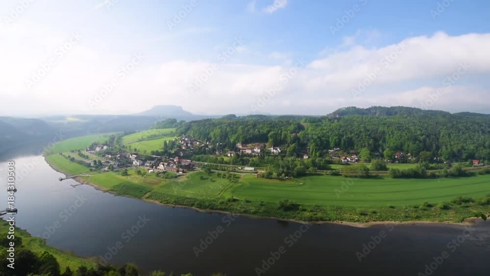 A magical landscape with river Elbe arc near Rathen, Germany, Europe (Sachsische Schweiz) A magical landscape with river Elbe arc near Rathen, Germany, Europe (Sachsische Schweiz)