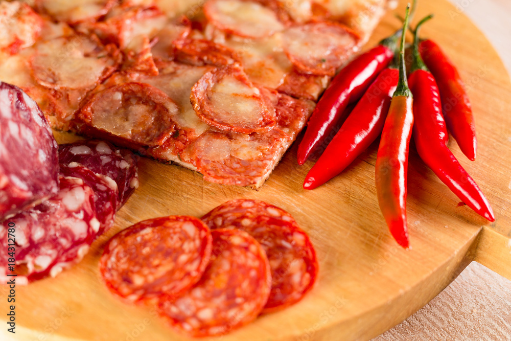 Hot Pizza with salami