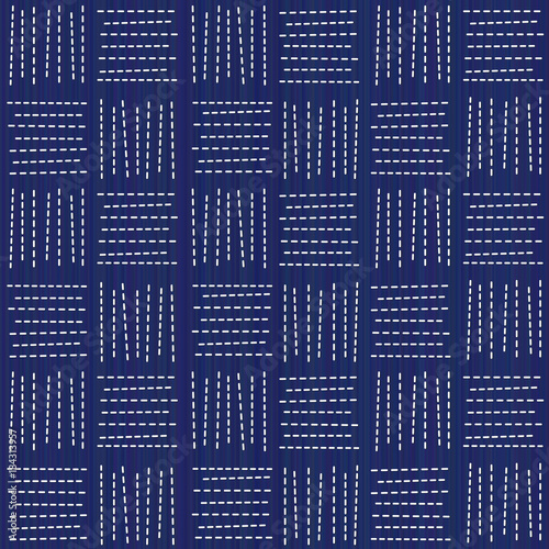 Abstract japanese needlework. Sashiko. Seamless pattern. Geometric background. Quilting texture. Pattern fills. For web-site decoration, wallpaper or pattern fills. photo