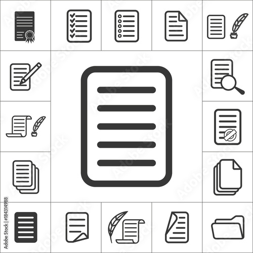 thin line document icon set