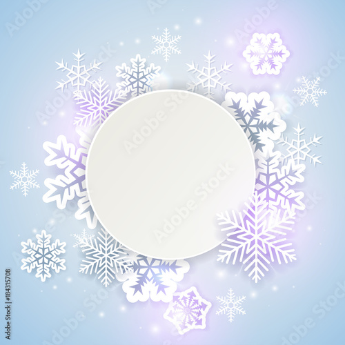 Fototapeta Naklejka Na Ścianę i Meble -  Holiday background with white snowflakes