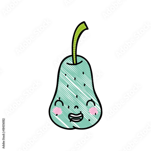 grated cute pear kawaii smile fruit