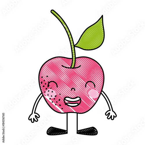 grated kawaii apple smile fruit with arms and legs
