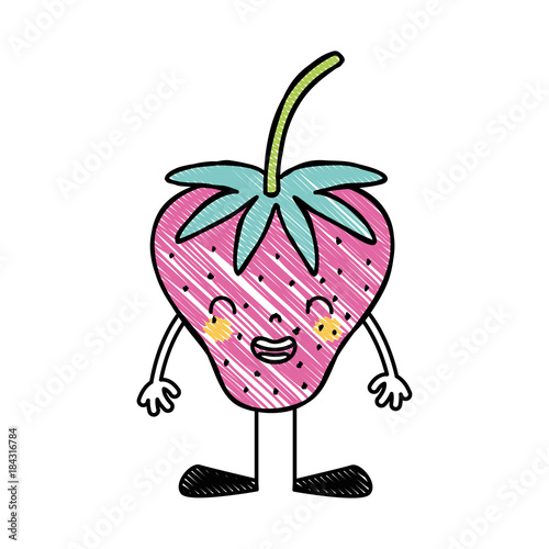 grated kawaii strawberry smile fruit with arms and legs