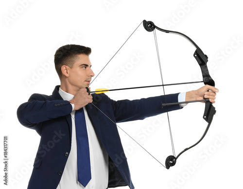 Young businessman practicin...