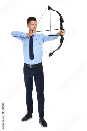 Young businessman practicin...