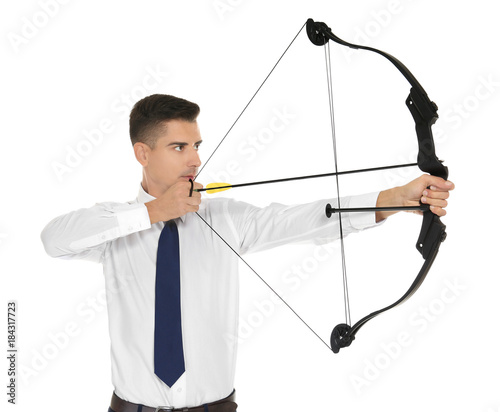 Young businessman practicin...