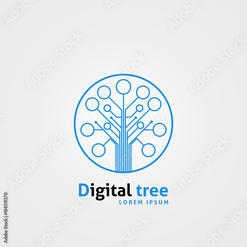 Digital tree. Technology concept. Network symbol. Vector