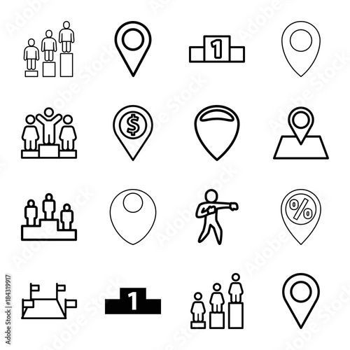Set of 16 position outline icons