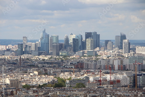 Aerial view of Paris with business district. France