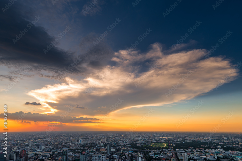 beautiful sky over Bangkok Thailand during sunset