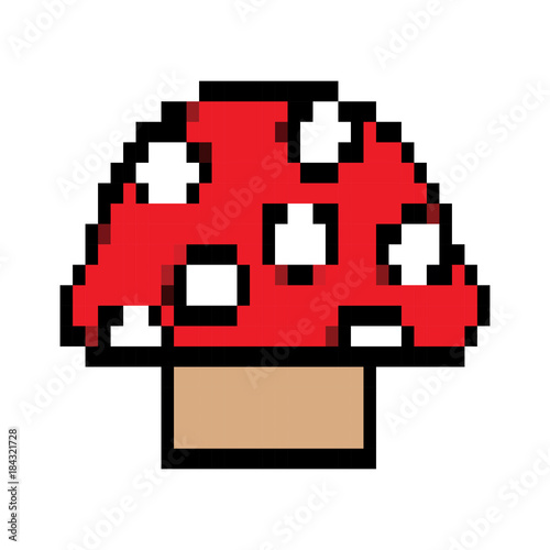 video game mushroom entertaining element play vector illustration pixelated image
