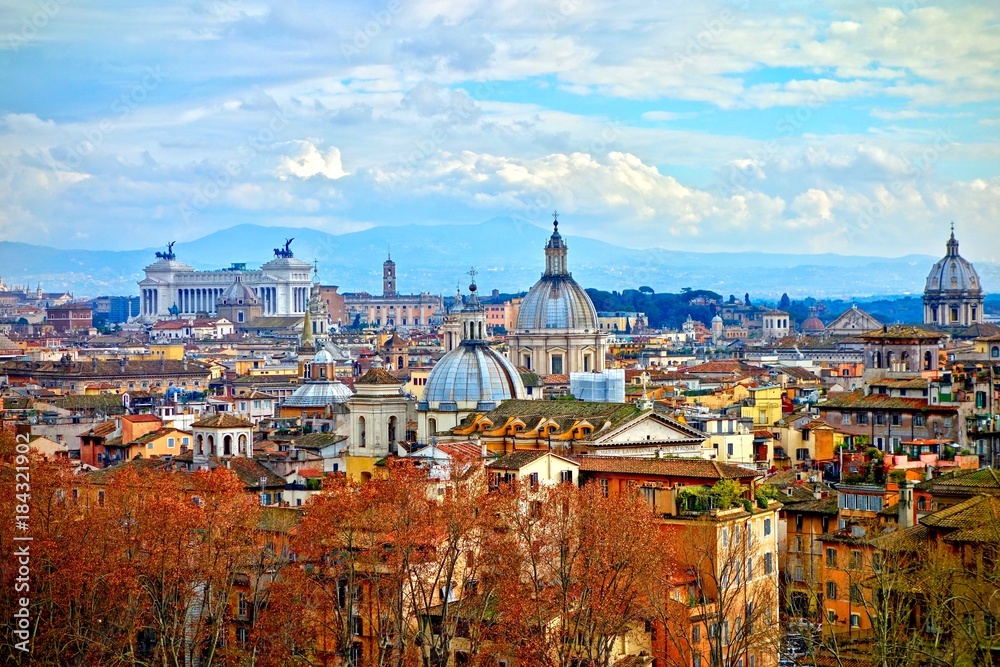 Aerial view of Rome, Italy rooftops