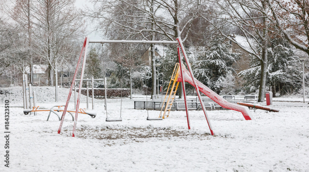 Empty swing in playground Empty swing in playground
