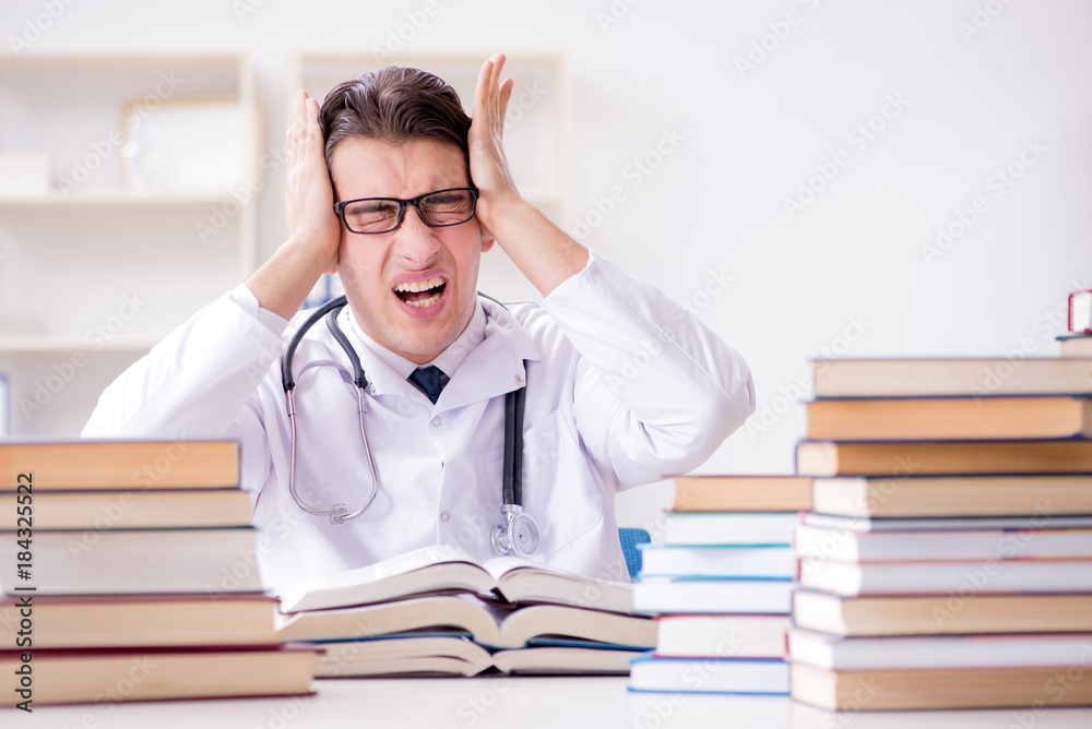 Medical student preparing for university exams Medical student preparing for university exams