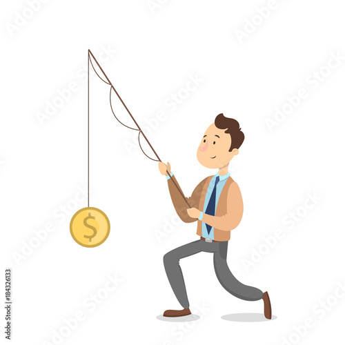 Businessman catching dollar.