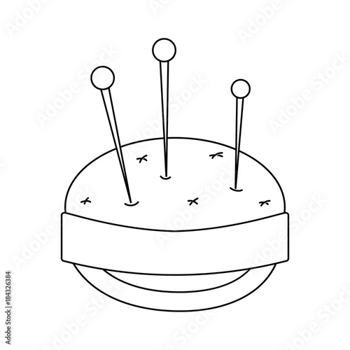 line pin and pincushion sewing tool object