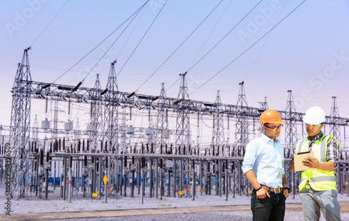  Male engineer is checking at power plant.