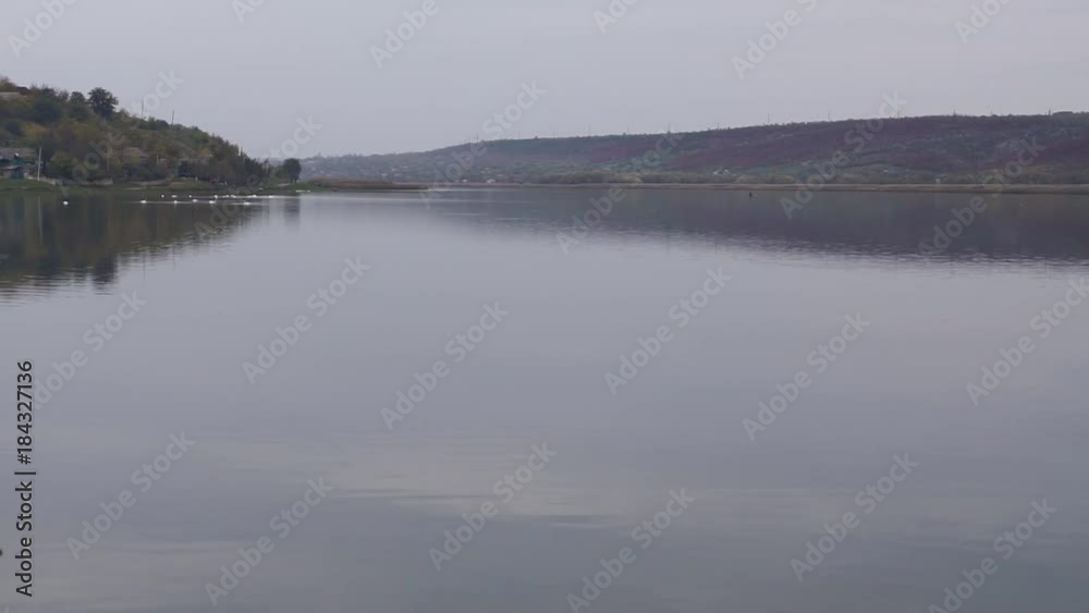 Autumn landscape overlooking the river at sunset. Autumn landscape overlooking the river at sunset.
