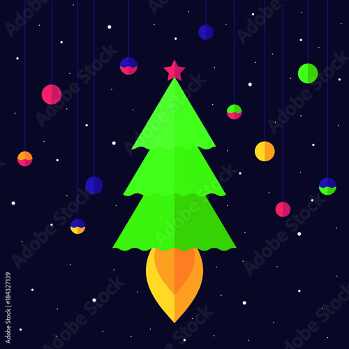 Creative drawn christmas tree for happy new year