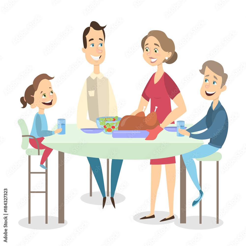 Family dinner with turkey Family dinner with turkey