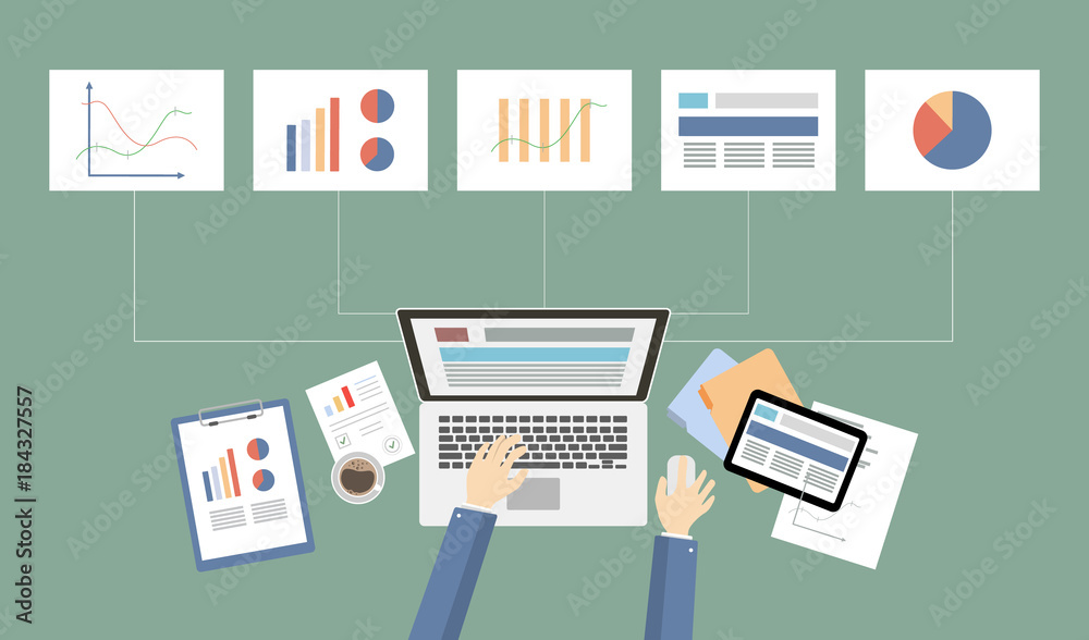 Business desktop illustration. Business desktop illustration.