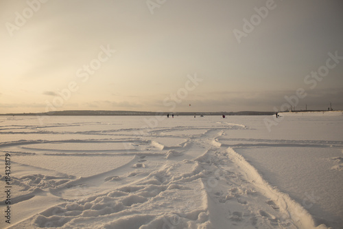 Winter frozen lake